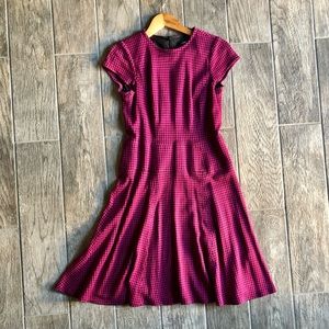 Black and magenta houndstooth Nanette Lepore fit n flare dress